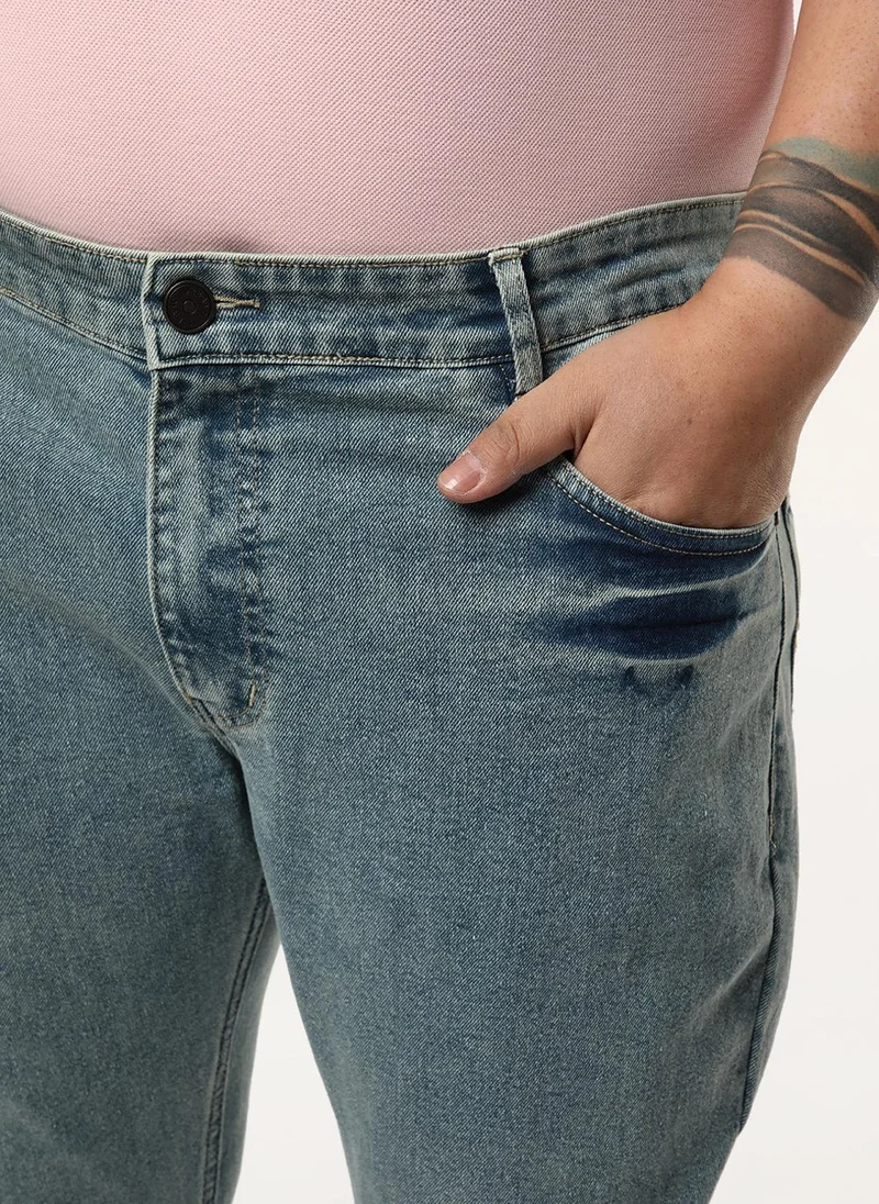Urbano Fashion  Urbano Plus Men's Ice Blue Bootcut Fit Mid Rise Acid Wash Jeans Stretchable for Men | Best Price UAE